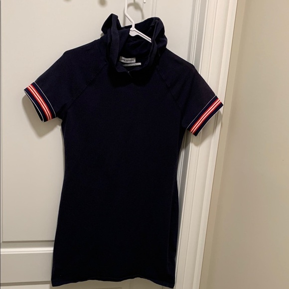 URBAN OUTFITTERS Navy Dress with Striped Sleeves - Picture 1 of 5